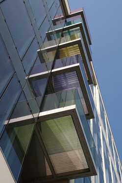 Color glass balconies in Nanterre